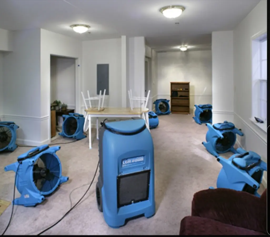Air movers and dehumidifier setup for Water Extraction & Removal in Centennial